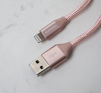 CABLE USB NYLON TRENZADO 2M PARA LPHONE - 2.1A/ORO ROSA