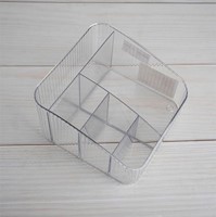 Organizador de Maquillaje a Rayas 5 Compartimientos Transparente