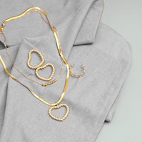 Set De Joyería Modelo Corazón Dorado