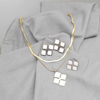 Set De Joyería Modelo Rombo Dorado