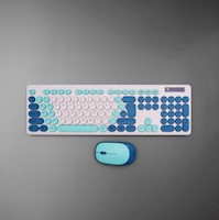 CONJUNTO DE TECLADO Y MOUSE INALAMBRICOS AZUL