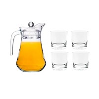 PACK JARRA C/TAPA 1,3L CON SET 4PZ VASOS  330ml