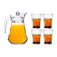 PACK JARRA C/TAPA 1,3L CON VASO X4  370 ML