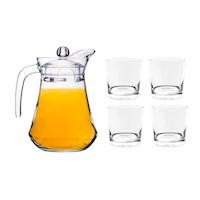 PACK SET 4PZ VASOS  330ml CON JARRA C/TAPA 1,0L