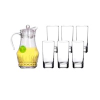 PACK JARRA C/TAPA 1.8L VICTORIA CON VASO X6 350 ML