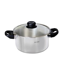 Olla Aluminio Pulida Festejo con tapa de vidrio N°22