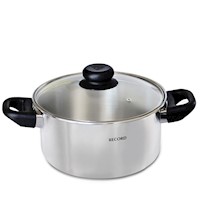 Olla Aluminio Pulida Festejo con tapa de vidrio N°26