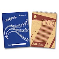 Pack Bitácora A4 + Cuaderno de Musica Minerva