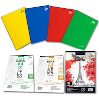 Pack - Cuadernos 4 colores sólido + Blocks + Sketchbook Loro
