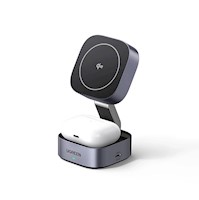 CARGADOR INALÁMBRICO UGREEN MAGNETICO PARA IPHONE 2 EN 1 W702