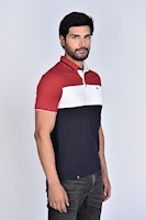 Polo Pique Manga Corta Hombre Bloques Stealth ROJO