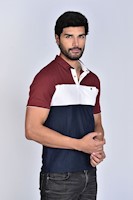 Polo Pique Manga Corta Hombre Bloques Stealth VINO