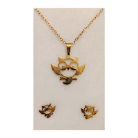 Set Aretes y Collar Buho Dorado
