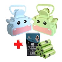 Recogedor De Heces Para Mascotas + 80u Bolsas Biodegradables Ecológicas Celeste