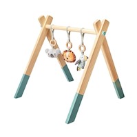 Gimnasio de madera para bebés Nuby con juguetes colgantes - Animal Adventures