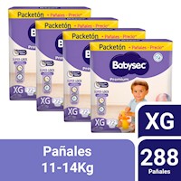 Pack 04 Pañal Babysec Packeton Premium Talla XG 72 un