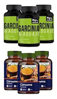 Pack 03 Frascos Garcinia&Aguaje + Pack 03 Frascos Curcuma