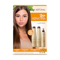 Be Natural Lisso Keratina Shampoo + Conditioner+ Termoprotector Pack