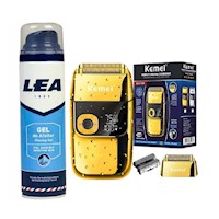 Pack Gel de Afeitar LEA +Afeitadora Shaver 2 en 1 KEMEI Con Patillero KM-2028