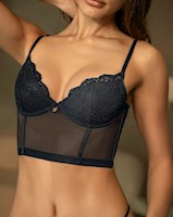 Bustier en encaje con transparencias en la base y espalda