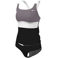 Ropa de Baño Tankini Nike para Mujer 2 piezas Colorblock Gris/Negro