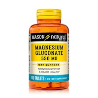 Gluconato De Magnesio - Relajación Muscular y Energía 550mg (100 Tabletas) - Mason Natural