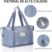 Mochila Bolso Cartera Multiuso Viaje Expandible Impermeable Celeste