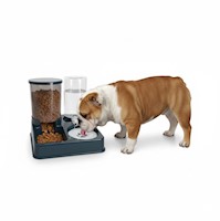 Comedero y Bebedero para Mascotas 2 en 1 con Doble Dispensador Agua y Comida Per