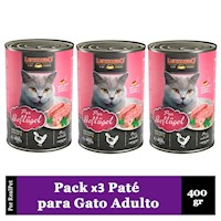 Pack x3 Paté Gato Leonardo Quality Selection Ave 400 gr