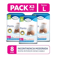 Ropa interior adultos Tena Pants Clásico Talla L 8un pack x3