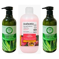 Pack de Shampoo Color Capture Babaria + 02 Acondicionadores Aloe Vera Wokali