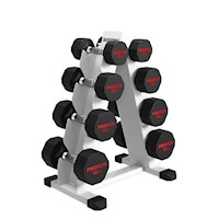 Set de Mancuernas Dodecagonales 70 KG + Rack 4 niveles