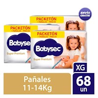 PACK X3 PAÑAL BABYSEC SUPER PREMIUM HIPOALERGÉNICO PACKETÓN XG x68
