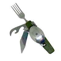 Navaja Multiusos Cuchillo Tenedor Cuchara 11 Funciones Camping Supervivencia