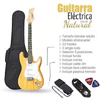 GUITARRA ELÉCTRICA STRATOCASTER TAMAÑO ADULTO - NATURAL