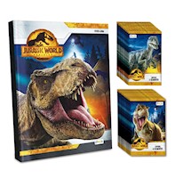 Jurassic World, 1 Álbum Tapa Dura + 2 Paquetes (50 Sobres)