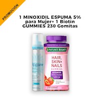 Minoxidil Espuma de mujer + Biotin Gummies Strawberry 230 Gomitas