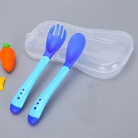 Pack Cubiertos Azul Sensorial de Silicona de bebe