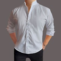 Camisa Nerú M/L Wolf & Eagle Blanco Botones Blancos