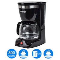 Cafetera Negra Daewoo DCM-1859 1.25L 12 Tazas