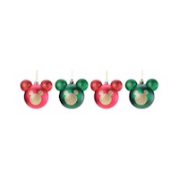 Esferas Rojo/Verde Glitter Mickey 8 cm por 4 und - Cromus Navidad