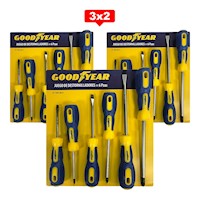 Juego de Destornilladores Goodyear Magneticos 6 Piezas 3X2