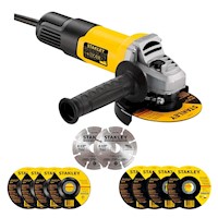 Amoladora Esmeril Stanley SG7115V10 4 1/2" 750w + 10 Discos