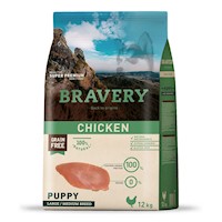 Comida Cachorro Grandes Bravery Libre de Grano Pollo 12kg