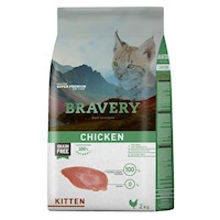 Comida para Gatitos Bravery Libre de Granos Pollo 2 kg