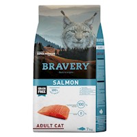 Comida para Gato Bravery Libre de Granos Adulto Salmon 7 Kg