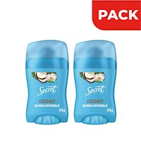 Dúo Pack Secret Desodorante Barra Coconut - Frasco 45 G