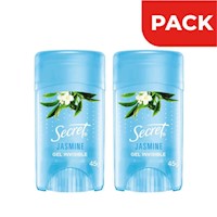 Dúo Pack Secret Desodorante Gel Invisible Barra Jasmine - Frasco 45 G