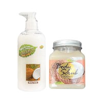 Pack de Exfoliante Y Crema Corporales de Coco Wokaly de 500 ml