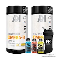 COMBO ADN NUTRITION - 2 OMEGA FISH OIL OMEGA-3 + SHAKER
